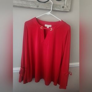 Michael Kors Top with bell sleeve & tie detail at wrist - Womens Large
